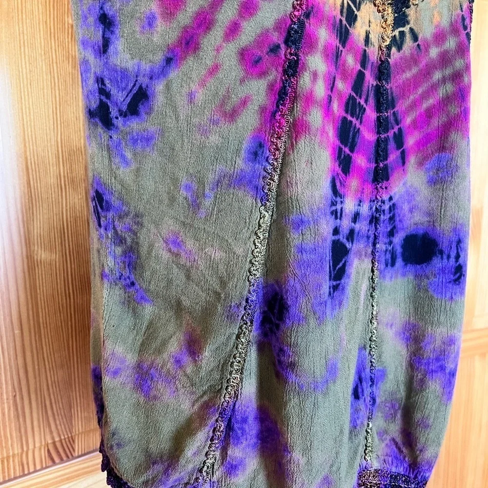 Advance Apparels Medium Vibrant Tie Dye Blouse Crochet Artsy Colorful - Picture 6 of 9